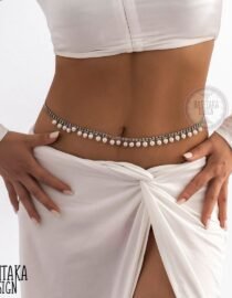 diamond waist chain silver