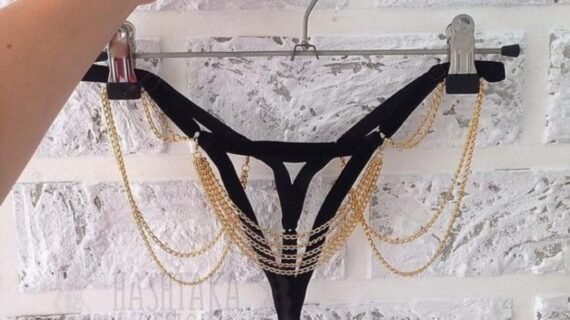 black panty and gold chain